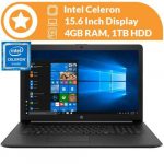 HP 15 INTEL CELERON, 4GB RAM, 1TB HDD, FACTORY INSTALLED WIN10